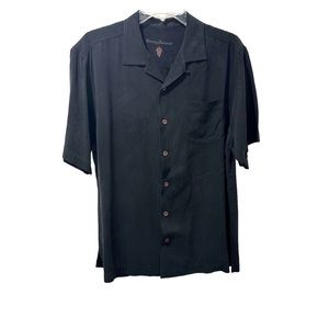 Tommy Bahama Black Short Sleeve Button Shirt With Pocket Size M